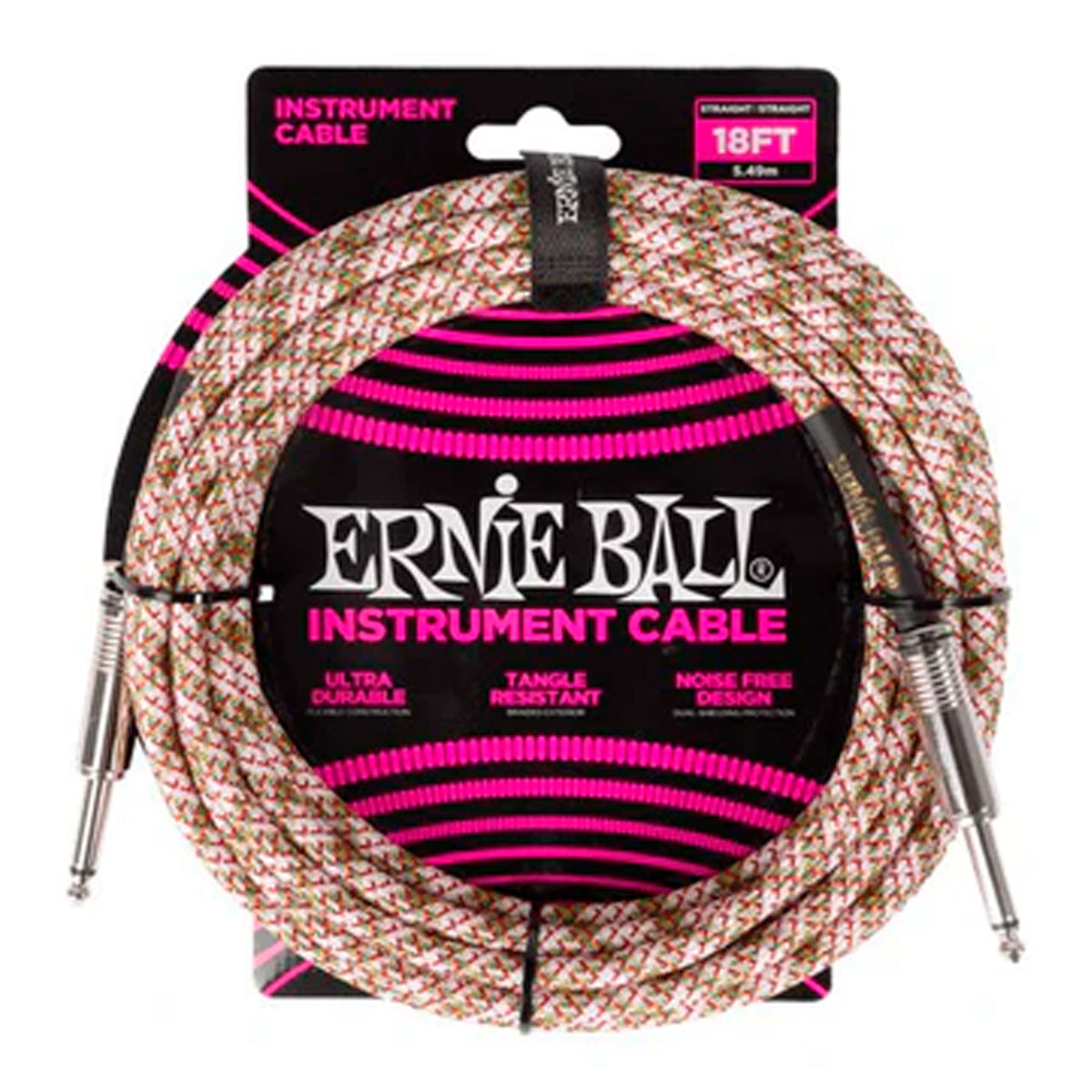 CABLE ERNIE BALL 5.486MTS BLANCO/VERDE/RECUBIERTO RECTO