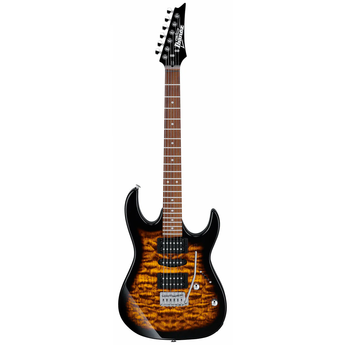 GUITARRA ELECTRICA IBANEZ GIO RG AMBAR TRANSPARENTE SOMBREADA GRX70QA