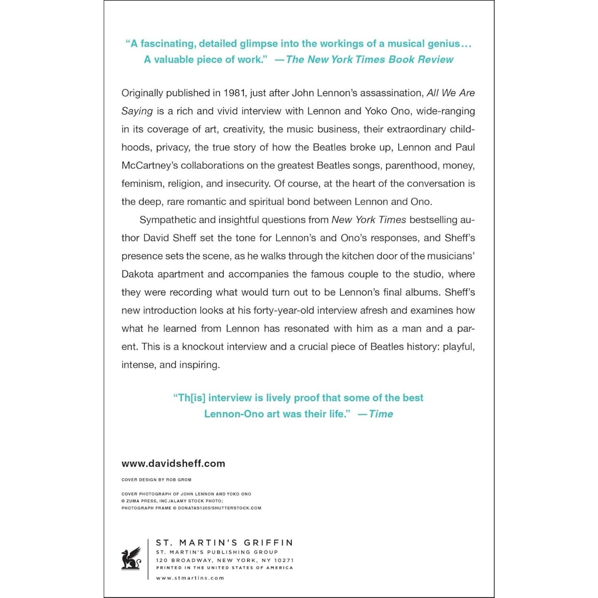LIBRO ALL WE ARE SAYING, THE LAST MAJOR INTERVIEW WITH JOHN LENNON AND YOKO