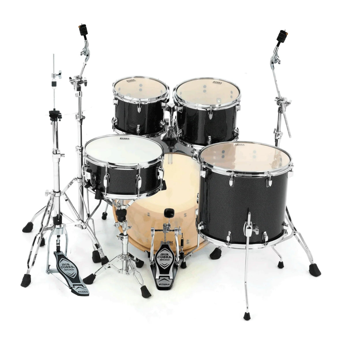 BATERIA TAMA SUPERSTAR CLASSIC MAPLE 5 PZAS NEGRO SOMBREADO TRANSPARENTE CON ATRILES