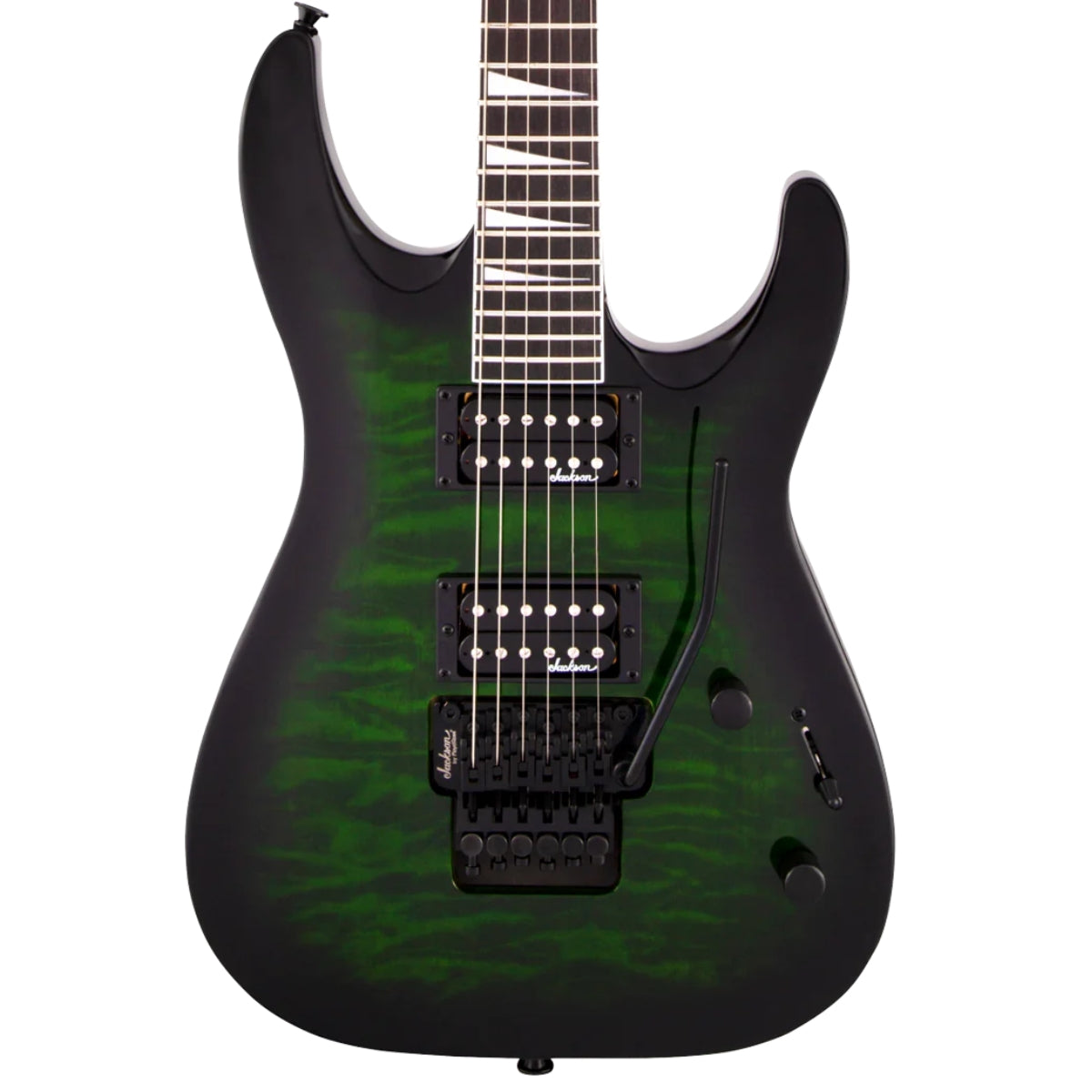 Guitarra Eléctrica Jackson JS32Q Dinky Floyd Rosewood Transparent Green Burst con Pastillas Humbucker