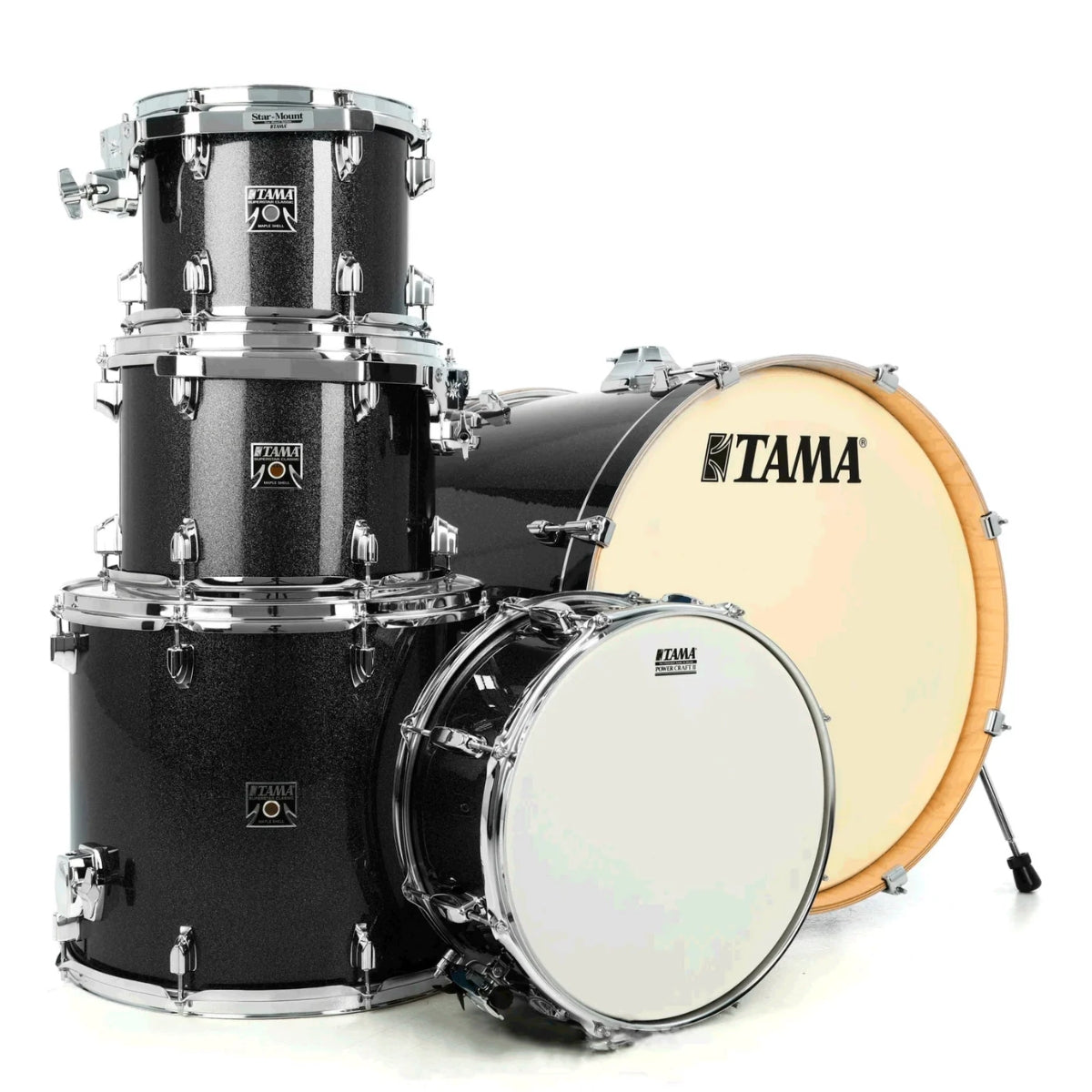 BATERIA TAMA SUPERSTAR CLASSIC MAPLE 5 PZAS NEGRO SOMBREADO TRANSPARENTE CON ATRILES