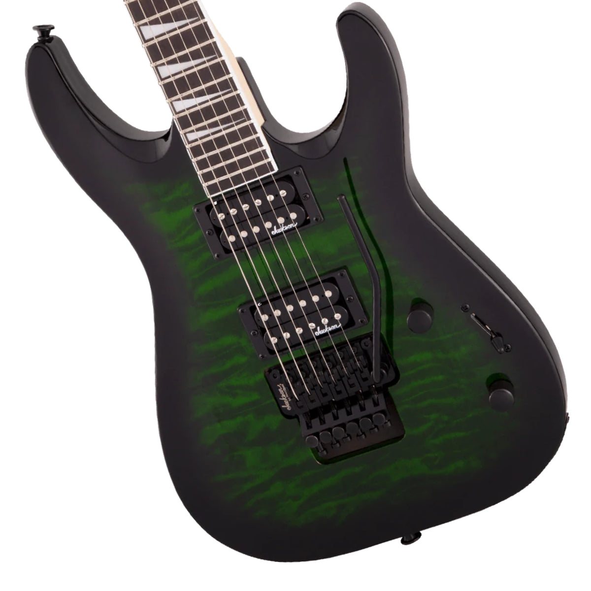 Guitarra Eléctrica Jackson JS32Q Dinky Floyd Rosewood Transparent Green Burst con Pastillas Humbucker