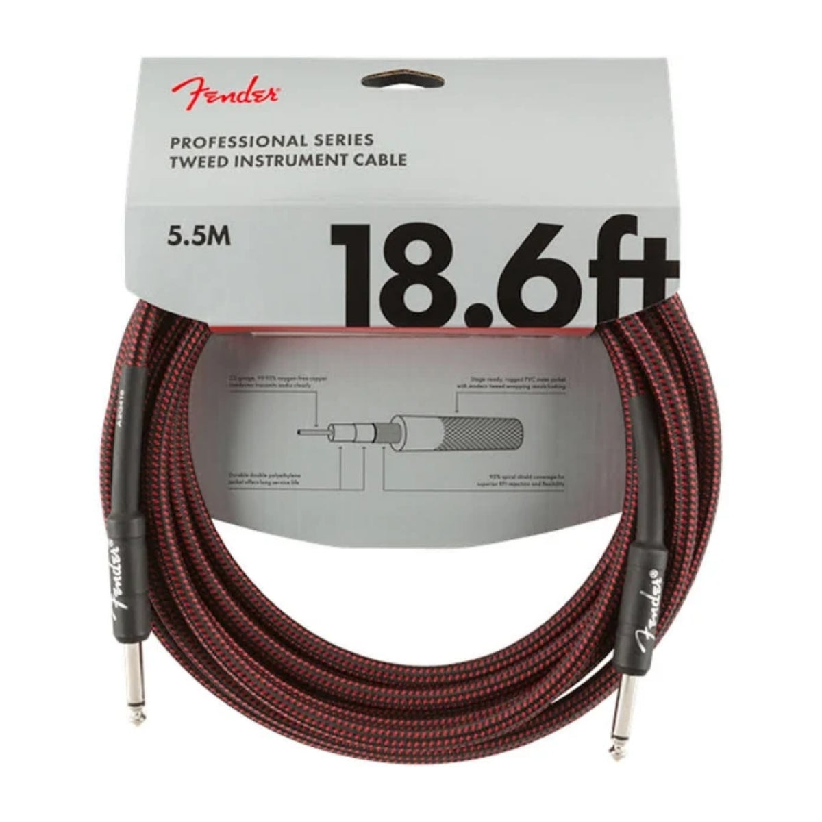 CABLE FENDER PRO RED TWEED 5.5MTS