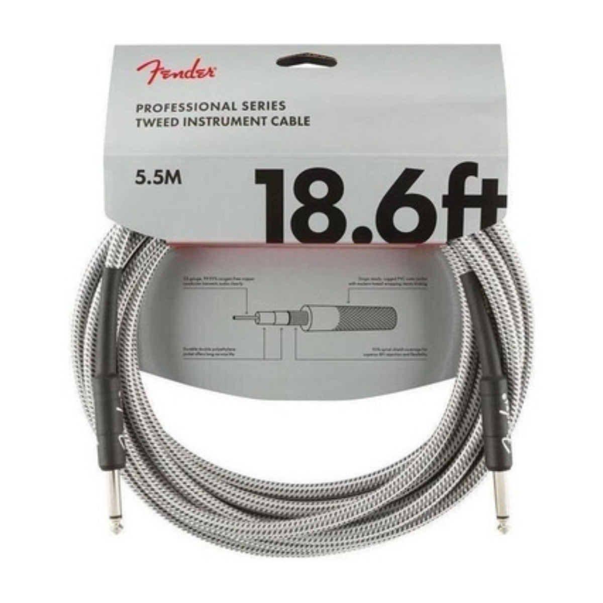 CABLE FENDER PRO WHITE TWEED 5.5MTS