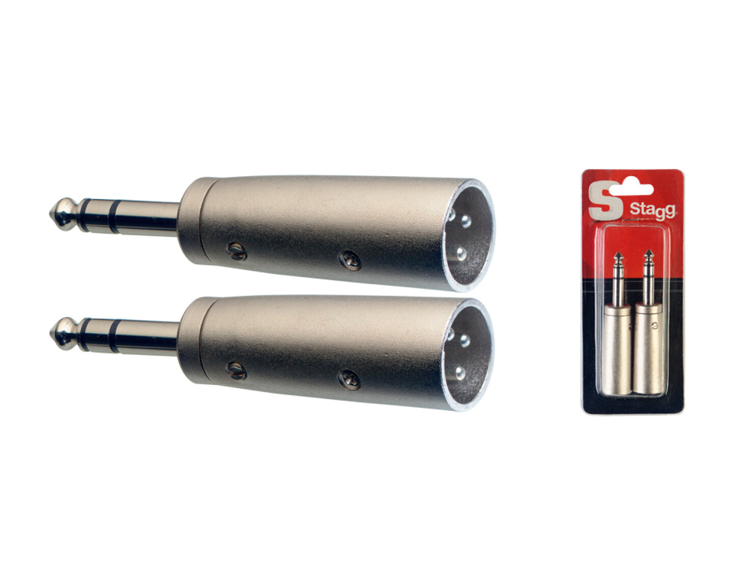 Adaptador Stagg AC-XMPMSH Conector Telefono Plug Estéreo Macho a XLR Macho Balanceado (2 Piezas)