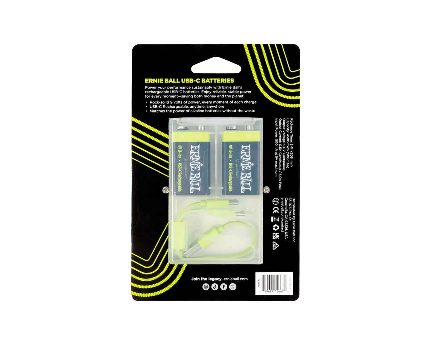 Baterías Recargables Ernie Ball 9642 Gruv Gear 9V 2 Piezas