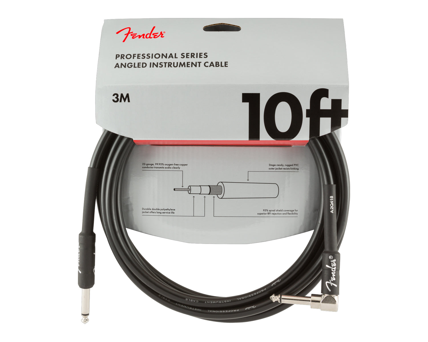 Cable Fender de Instrumento Pro Series 3mts Angulado Negro