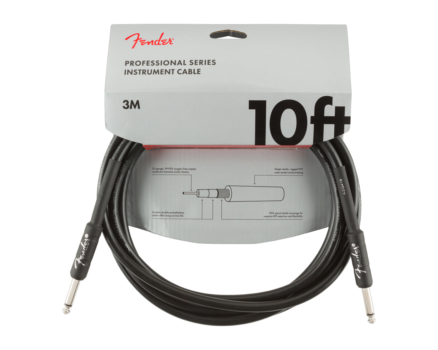 Cable Fender de Instrumento Pro Series 3mts Recto Negro Plug Recto