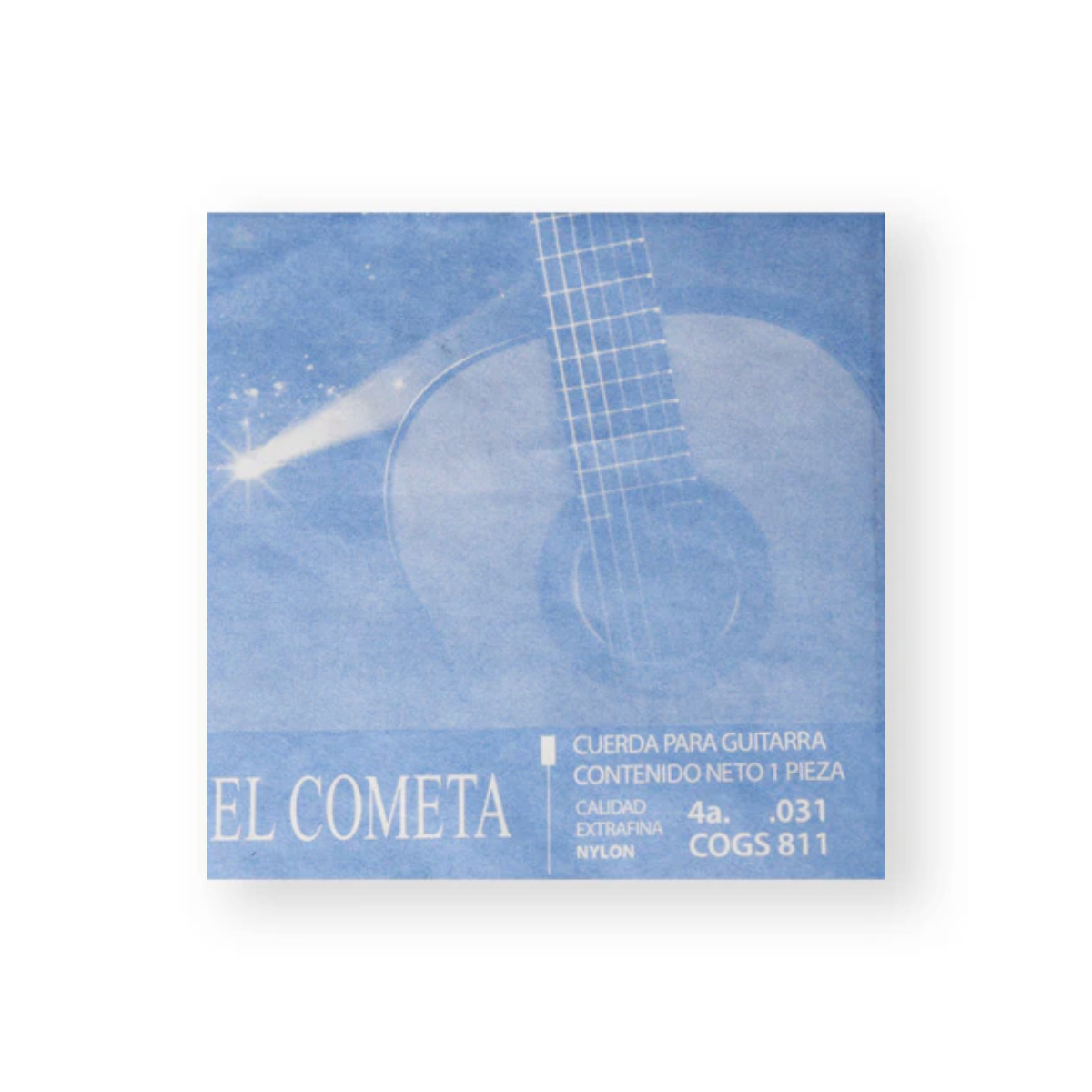 CUERDA EL COMETA PARA GUITARRA CLASICA, 4A., ENTORCHADO COBRE PLATA SOBRE NYLON CON BORLA