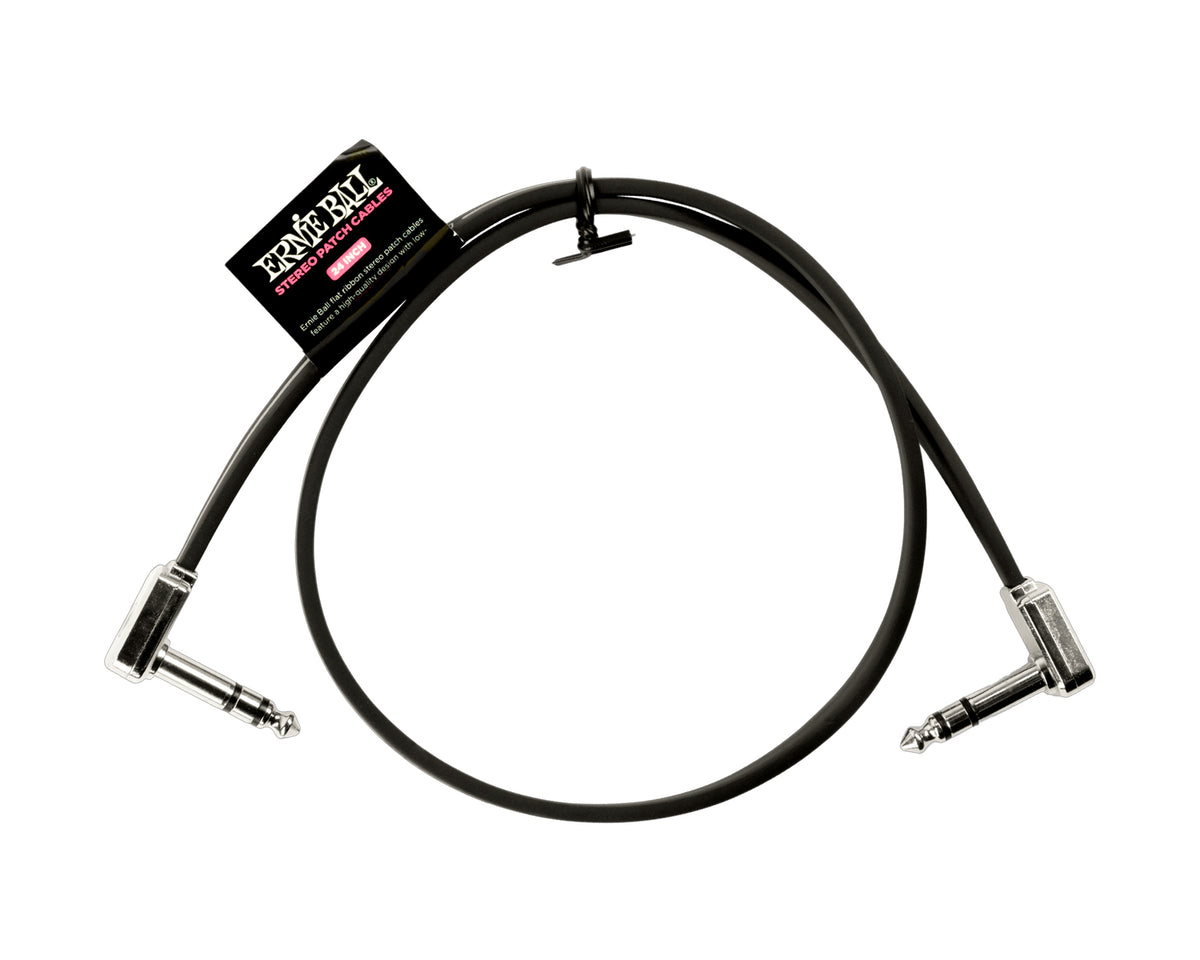 Cable Estéreo Ernie Ball Flat Ribbon 6410 Negro 60.96cm Angulado/Angulado
