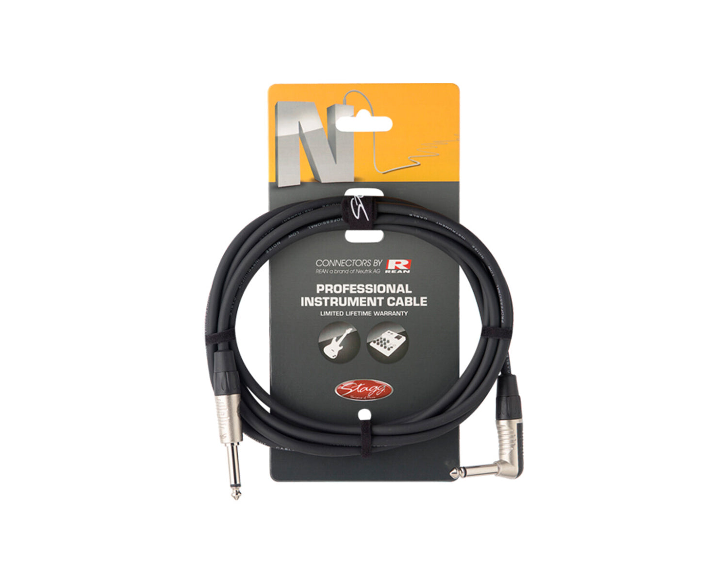 Cable Stagg NGC3PLR de Instrumento Plug/Plug (M/M) Recto a Angulado 3 m