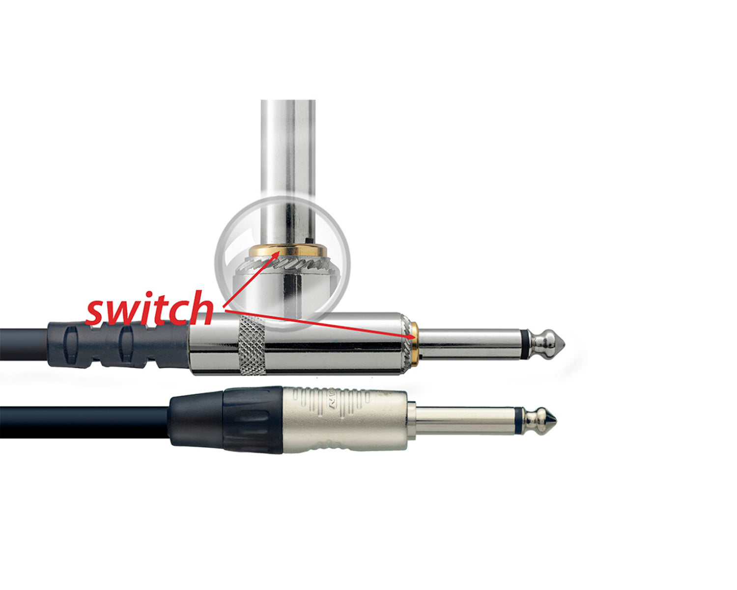 Cable Stagg NGC3SWR de Instrumento Plug/Plug (M/M) con Interruptor de Silencio 3 m