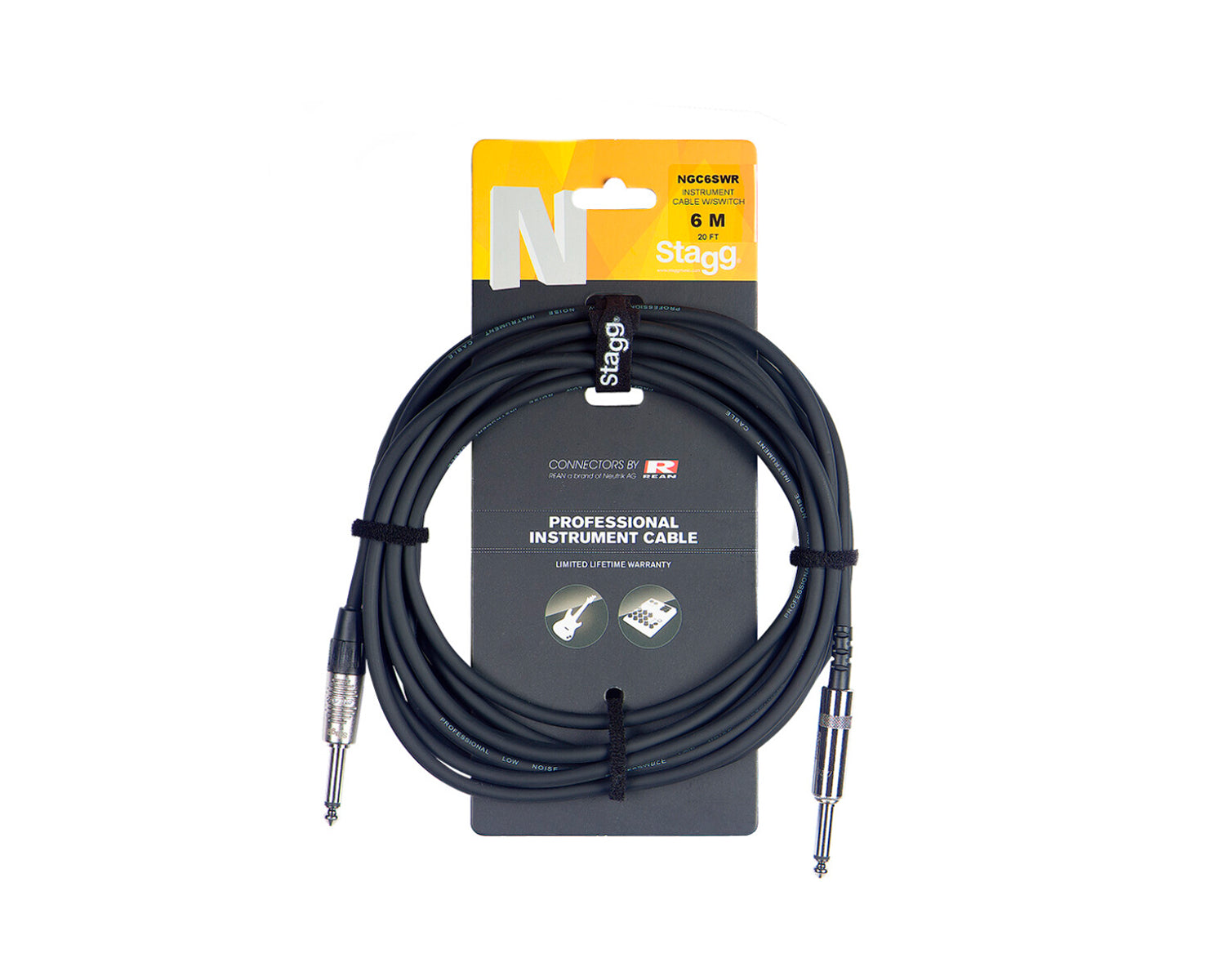 Cable Stagg NGC3SWR de Instrumento Plug/Plug (M/M) con Interruptor de Silencio 3 m