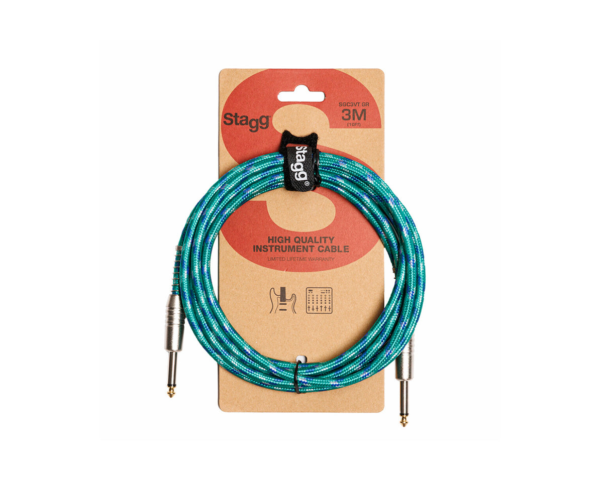 Cable Stagg SGC3VTGR de Instrumento 3m Verde Vinteweed