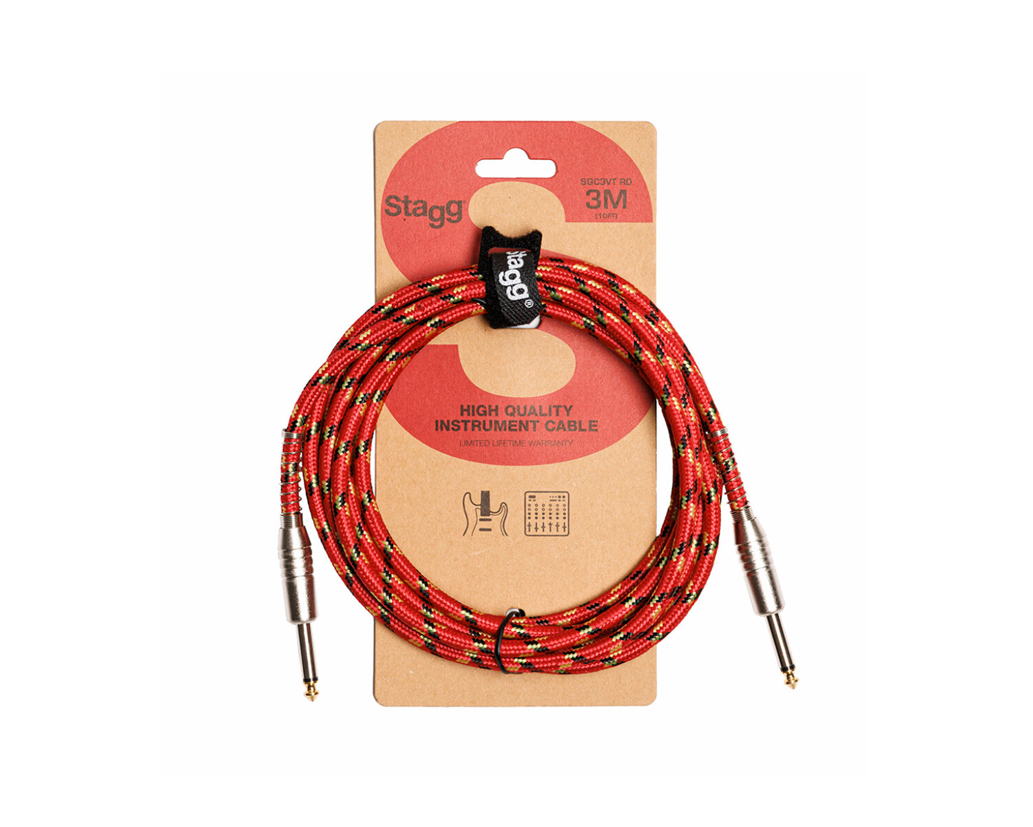 Cable Stagg SGC3VTRD de Instrumento 3m Rojo Vinteweed