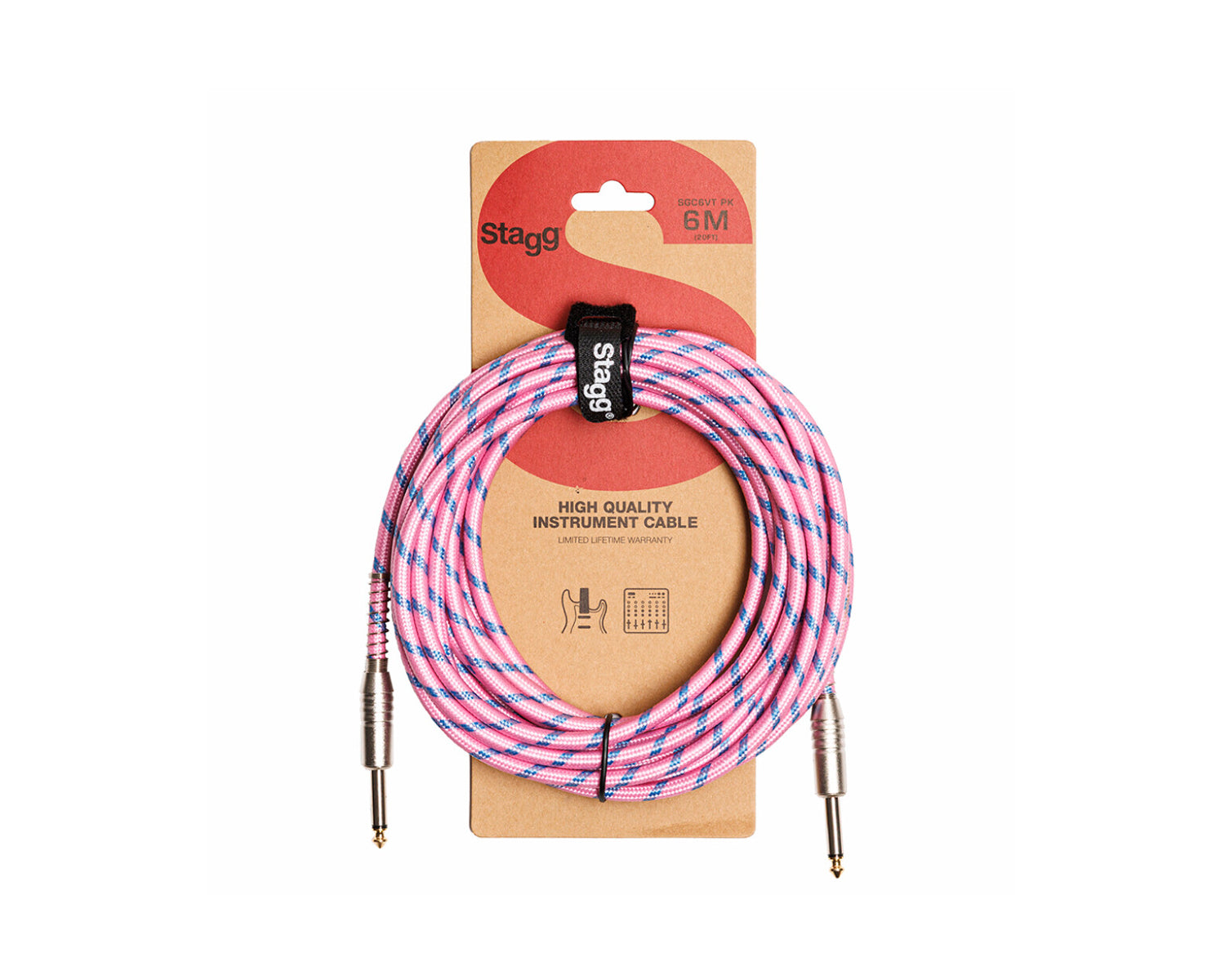 Cable Stagg SGC6VPK de Instrumento 6 m Rosa Serie S