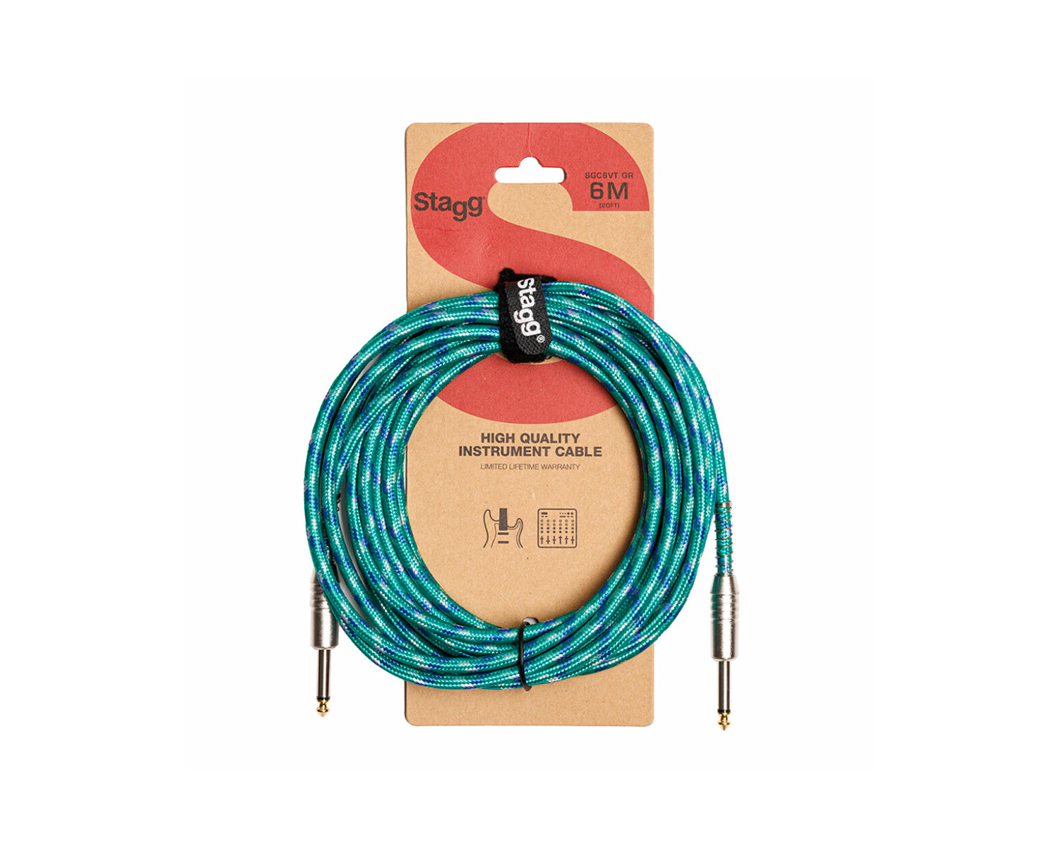 Cable Stagg SGC6VTGR de Instrumento 6 m Verde Serie S