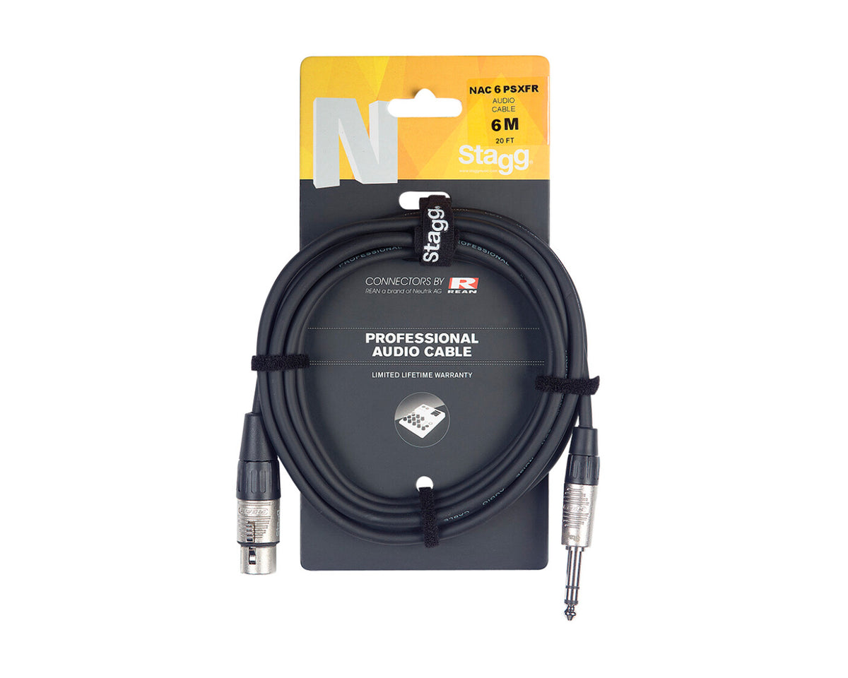 Cable de Audio Stagg Serie N, jack/XLR (m/f), stereo, 6M (20') NAC6PSXFR