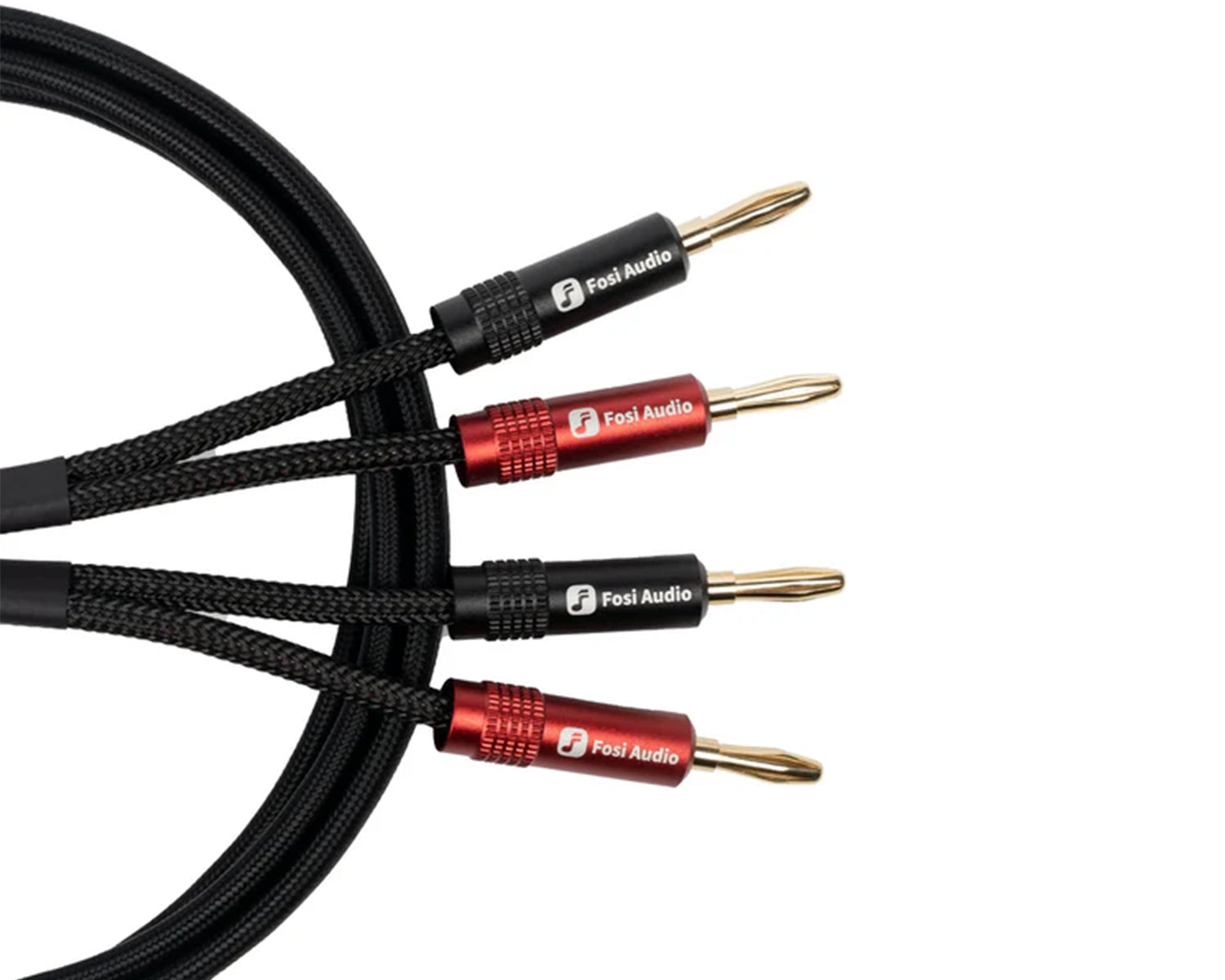 Cable para Bafle Braided 1.8m (Pieza) con 4 Plugs Banana Chapados en Oro 14AWG