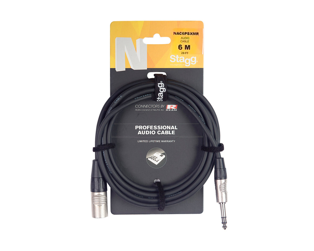 Cable de Audio Stagg Serie N, JACK/XLR (M/M) 6M (20') NAC6PSXMR
