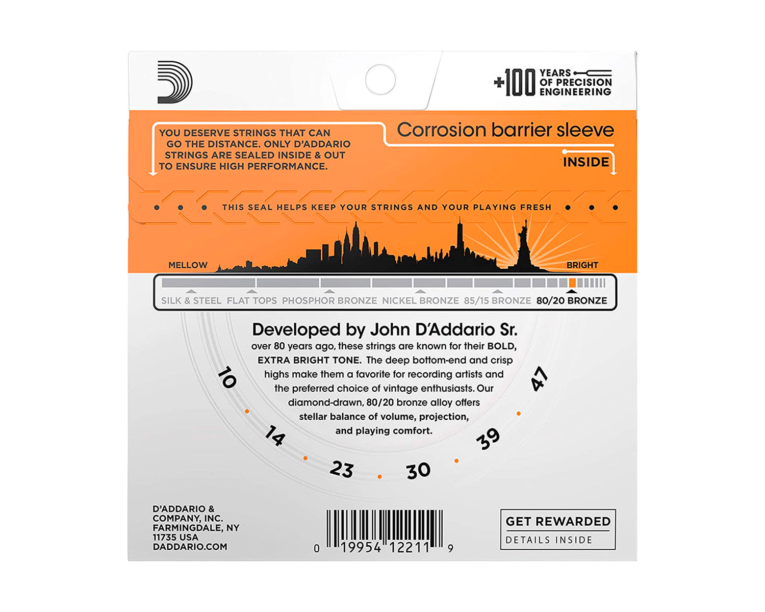 Encoradura Daddario EJ-10 80/20