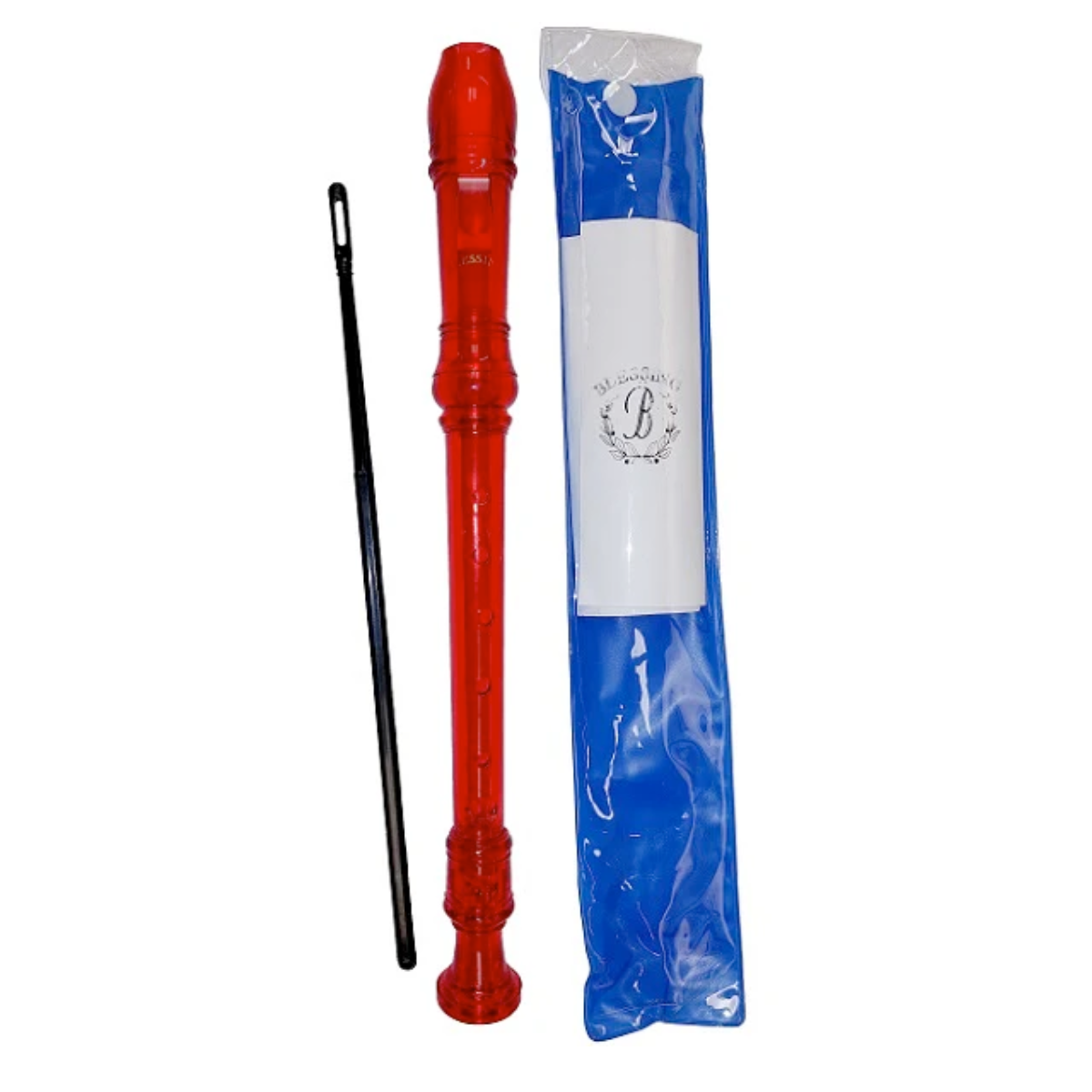 FLAUTA DULCE SOPRANO DO ''BLESSING'', PLASTICO ROJO TRANSPARENTE CON FUNDA