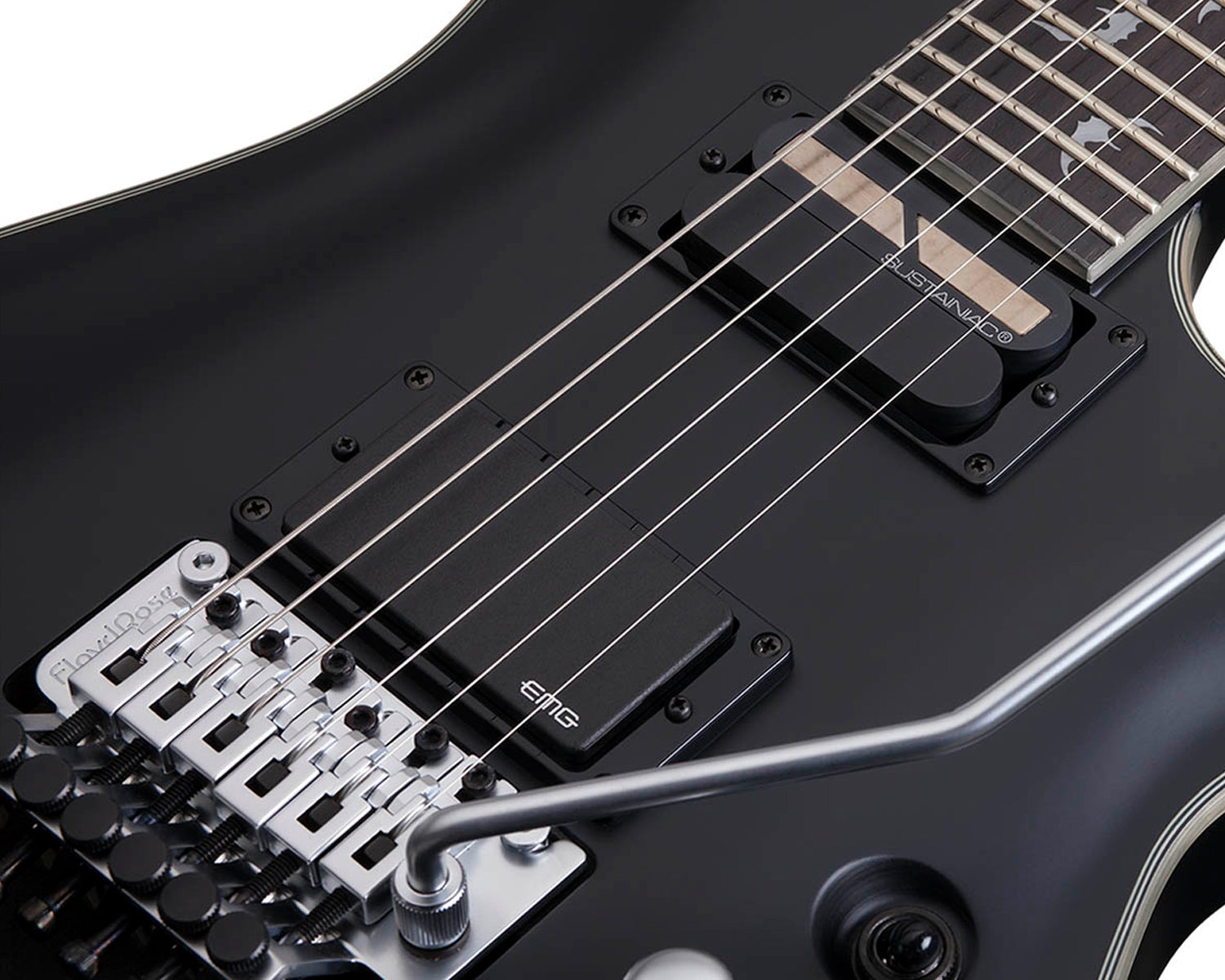 Guitarra Eléctrica Schecter Damien Platinum 6 FR Floyd Rose Pastillas EMG Satin Black