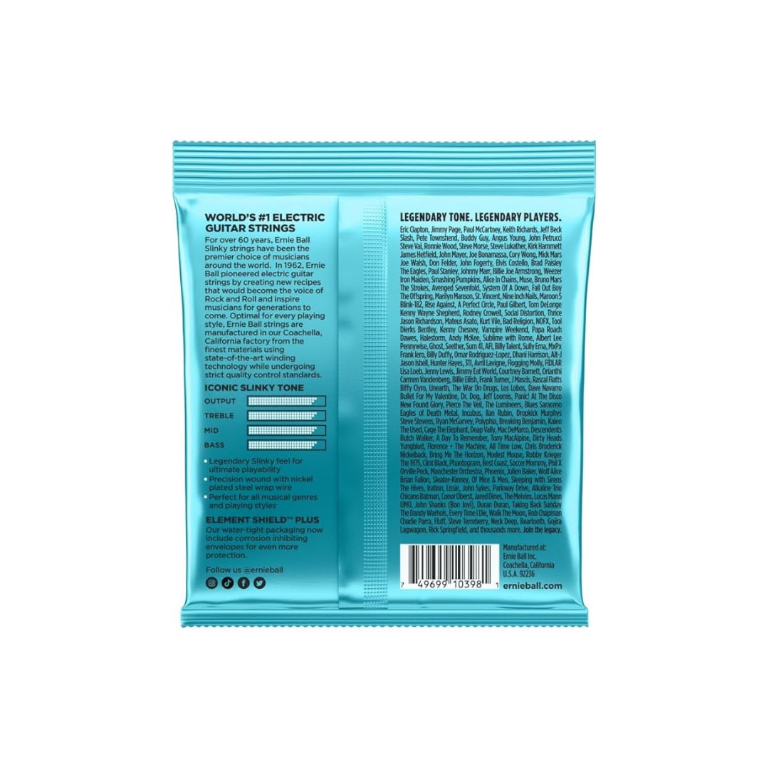 ENCORDADURA ERNIE BALL ''MIGHTY SLINKY'' PARA GUITARRA ELECTRICA (NIQUEL, 0.0085-0.040)
