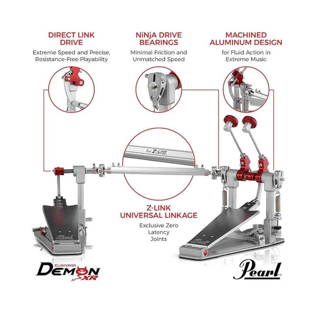 DOBLE PEDAL PEARL ELIMINATOR DEMON DRIVE XR W/CASE P-3502D
