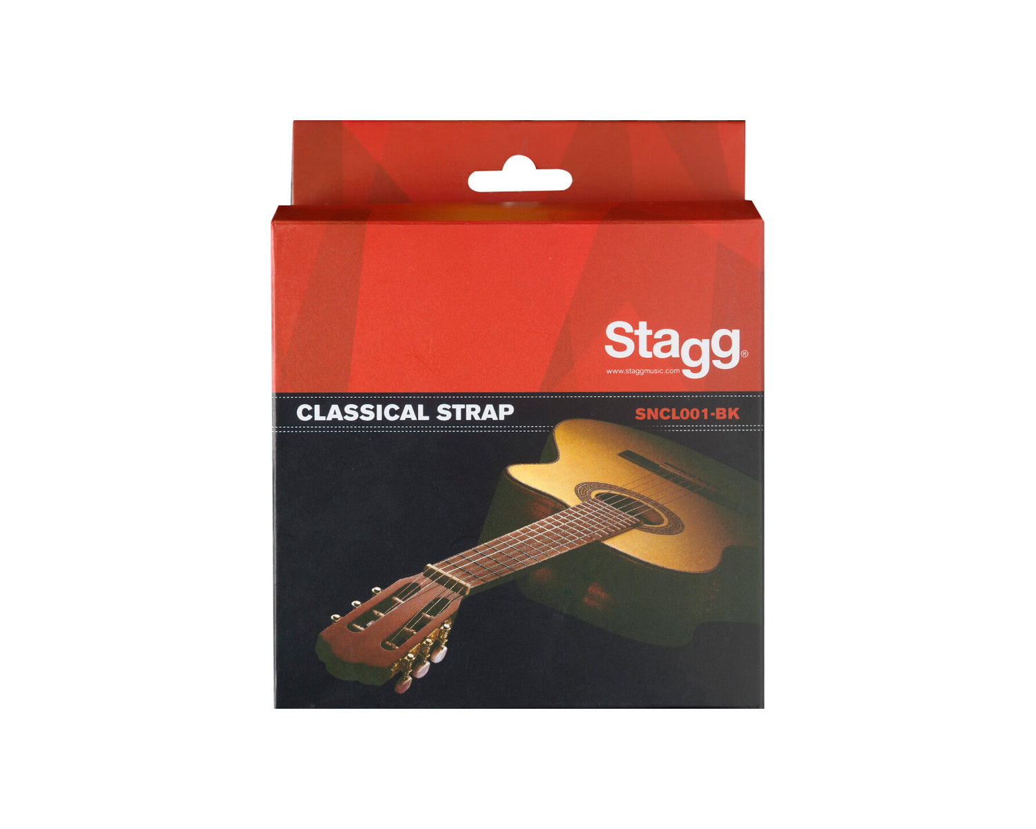 Tahali Stagg SNCL001-BK Correa de Nylon con Gancho para Guitarra Clásica Negra