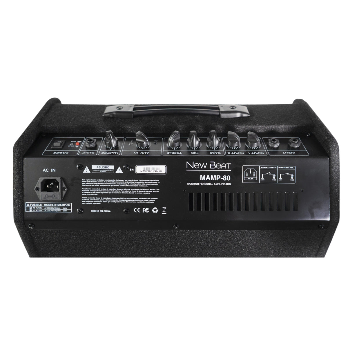 Combo Amplificador New Beat MAMP-80 para Batería Electrónica – 80W de Potencia con Aux y Salida de Audífonos