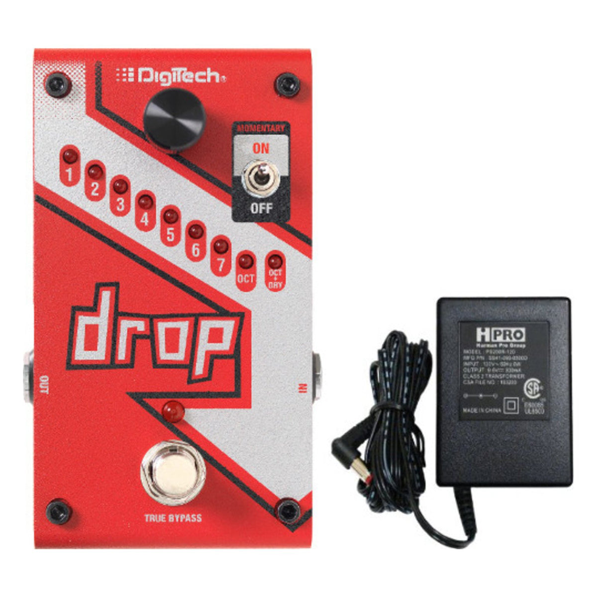 Pedal de Efecto DigiTech Drop con Adaptador – Cambio de Tono Polifónico Instantáneo