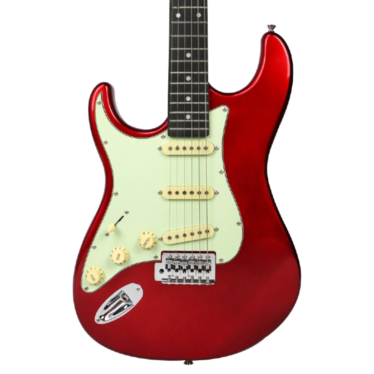 GUITARRA ELECTRICA TAGIMA ZURDA TIPO ST ROJO TG-500-LH-CA-DF-MG