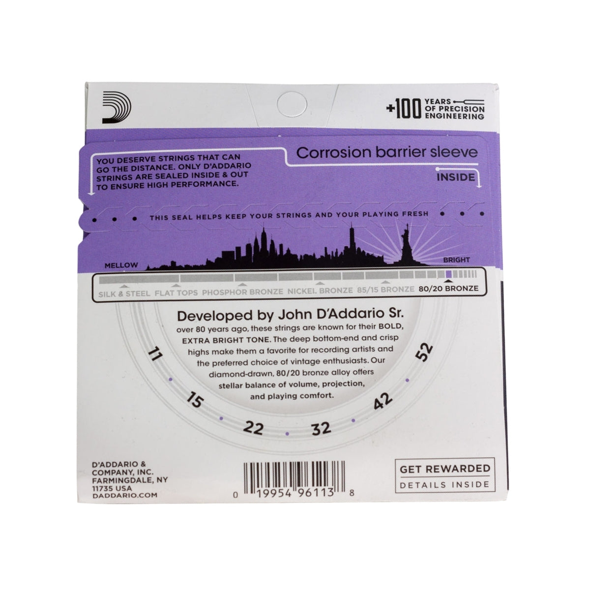 Encordadura D'Addario Bronze 80/20 11-52 EJ-13