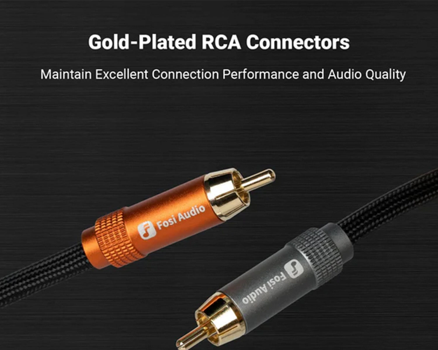 Cable de Audio Estéreo 2 RCA Macho a 2 RCA Macho Fosi Audio Chapado en Oro 0.3m