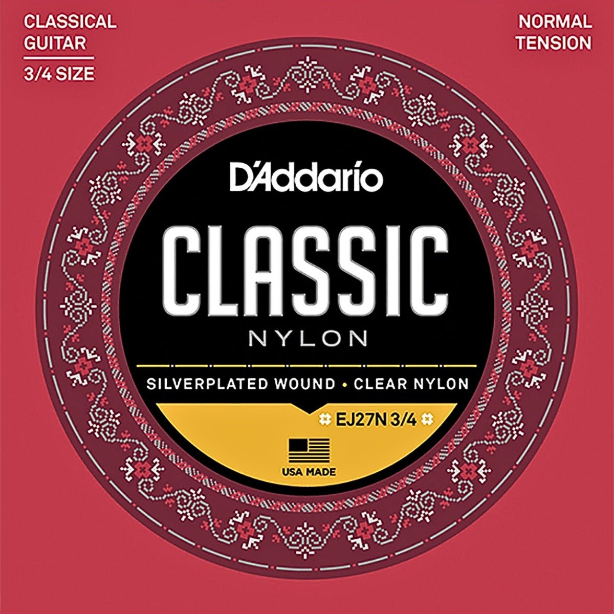 Cuerdas Encordadura D’Addario Classic Nylon 3/4 EJ27N