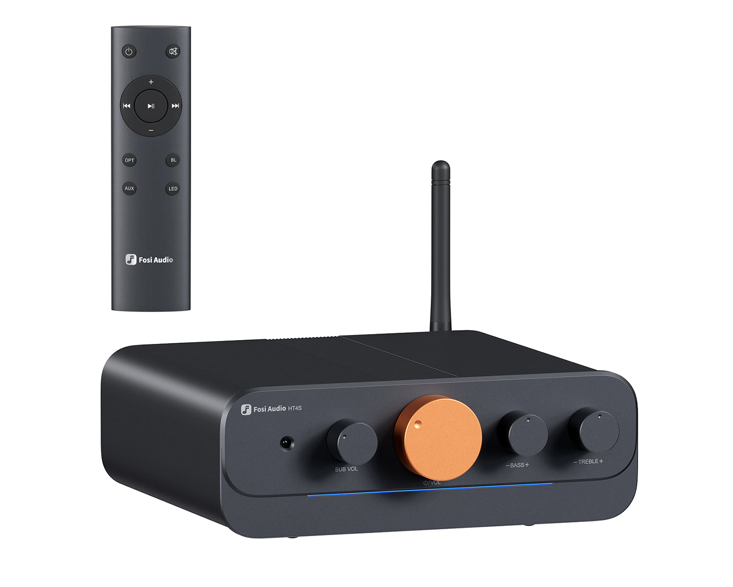 Amplificador Bluetooth 4 Canales Fosi Audio HT4S para Bafles de Exterior con Control Remoto