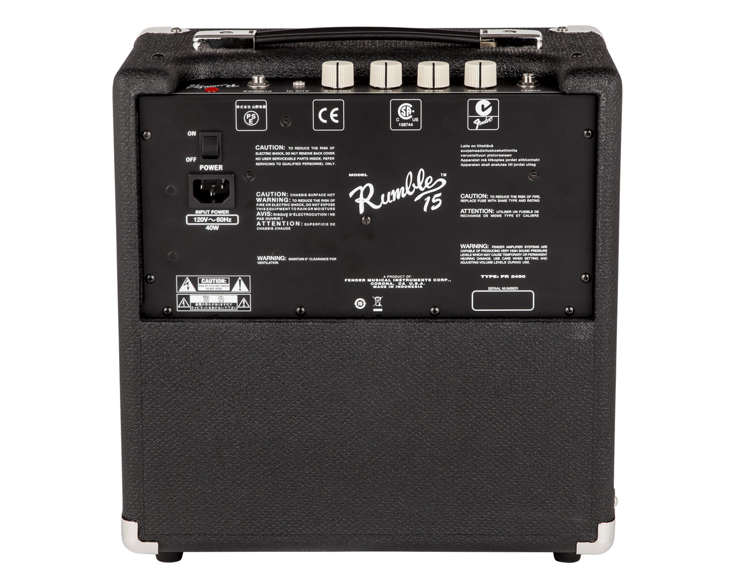 Amplificador Combo para Bajo Fender Rumble 15 V3 Black and Silver 120V