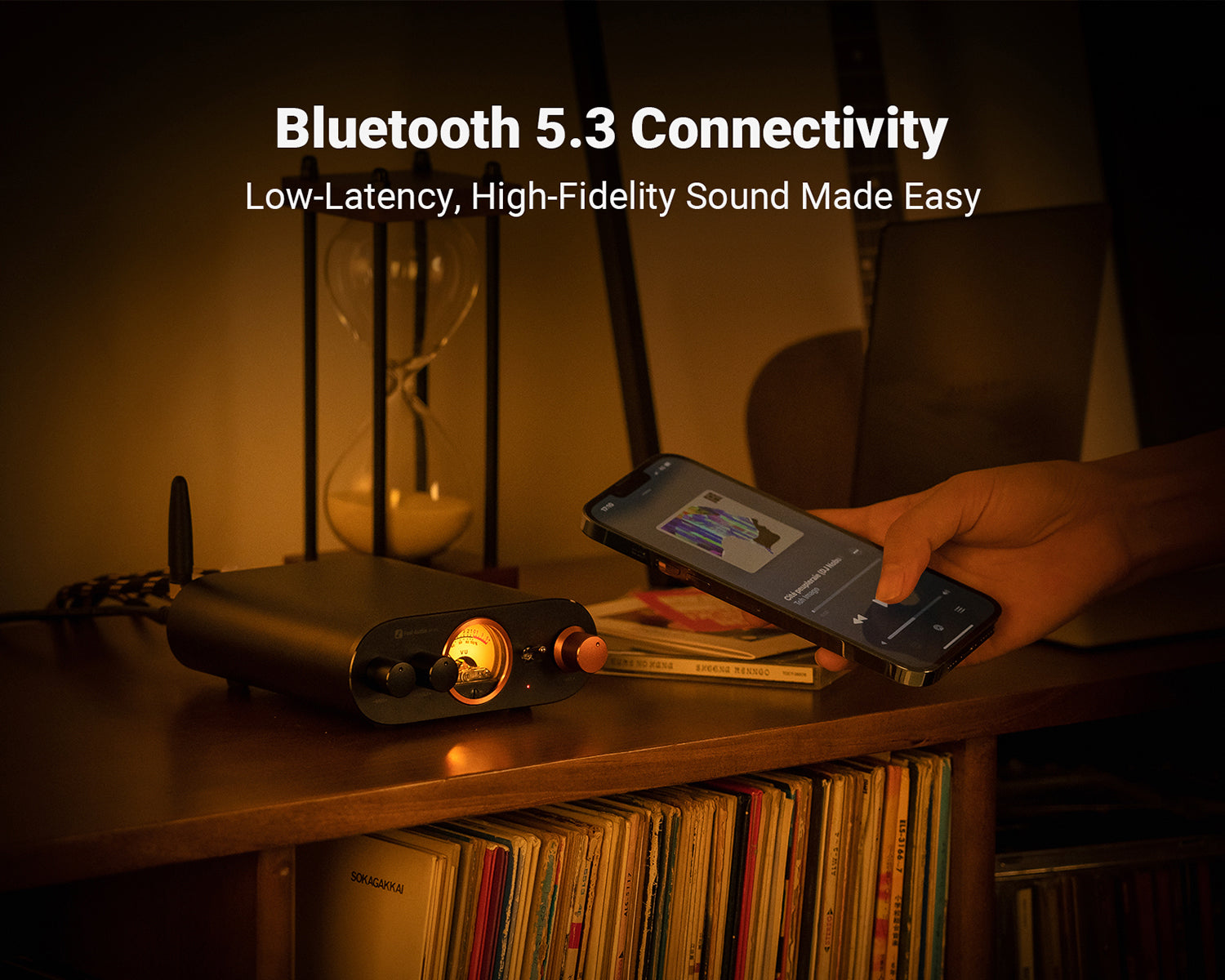 Amplificador Estéreo Bluetooth Fosi Audio MC101 Receptor HiFi 2 Canales con Medidor VU