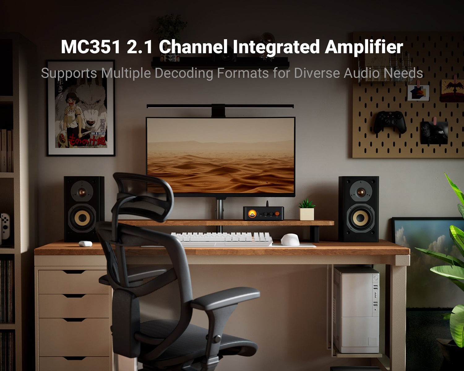 Amplificador Integrado 2.1 Canales Fosi Audio MC351 con DAC y Medidor VU Vintage
