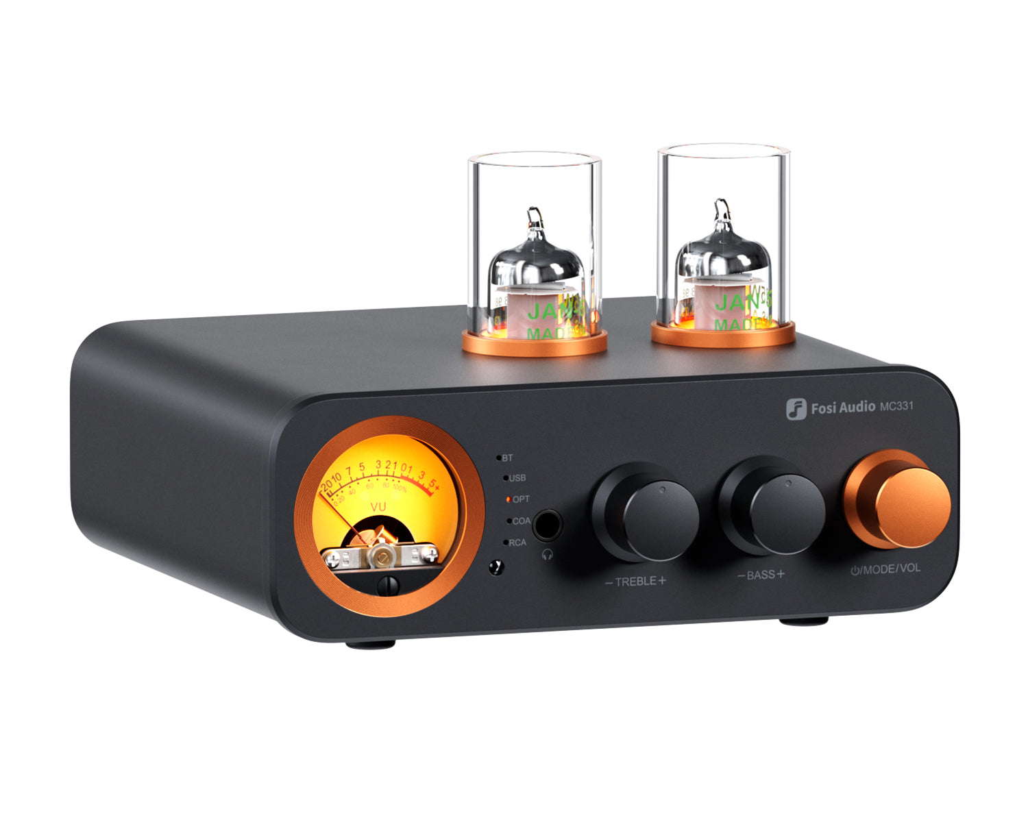 Amplificador de Bulbos Integrado Bluetooth Fosi Audio MC331 con DAC y Medidor VU