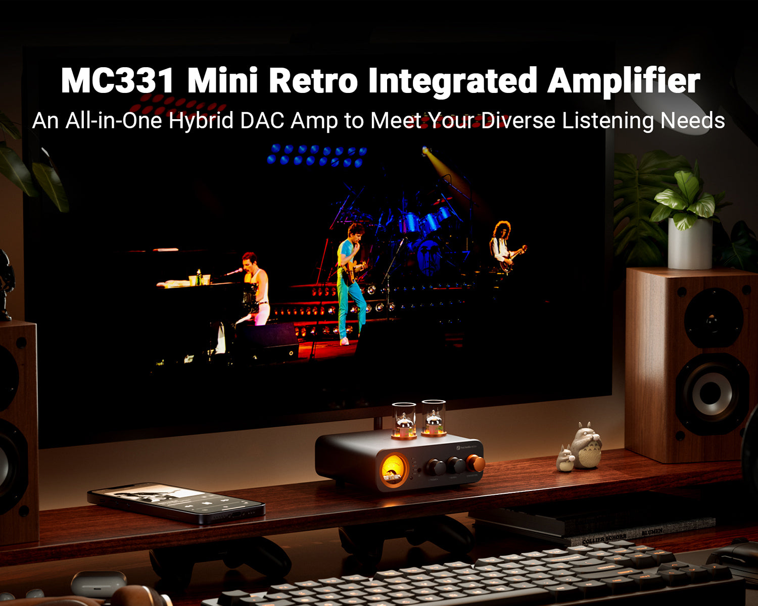 Amplificador de Bulbos Integrado Bluetooth Fosi Audio MC331 con DAC y Medidor VU