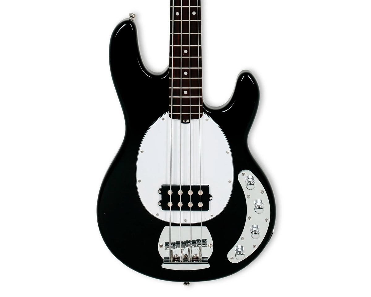 Bajo eléctrico Tagima TBM-4 BK de 4 cuerdas negro con golpeador blanco