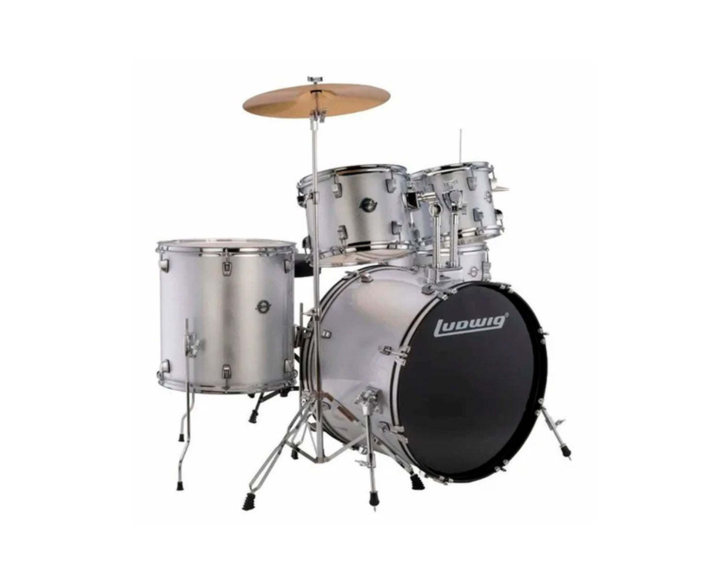 Batería Acústica Ludwig Accent Drive Plata Sparkle 5 Piezas 22" con Accesorios