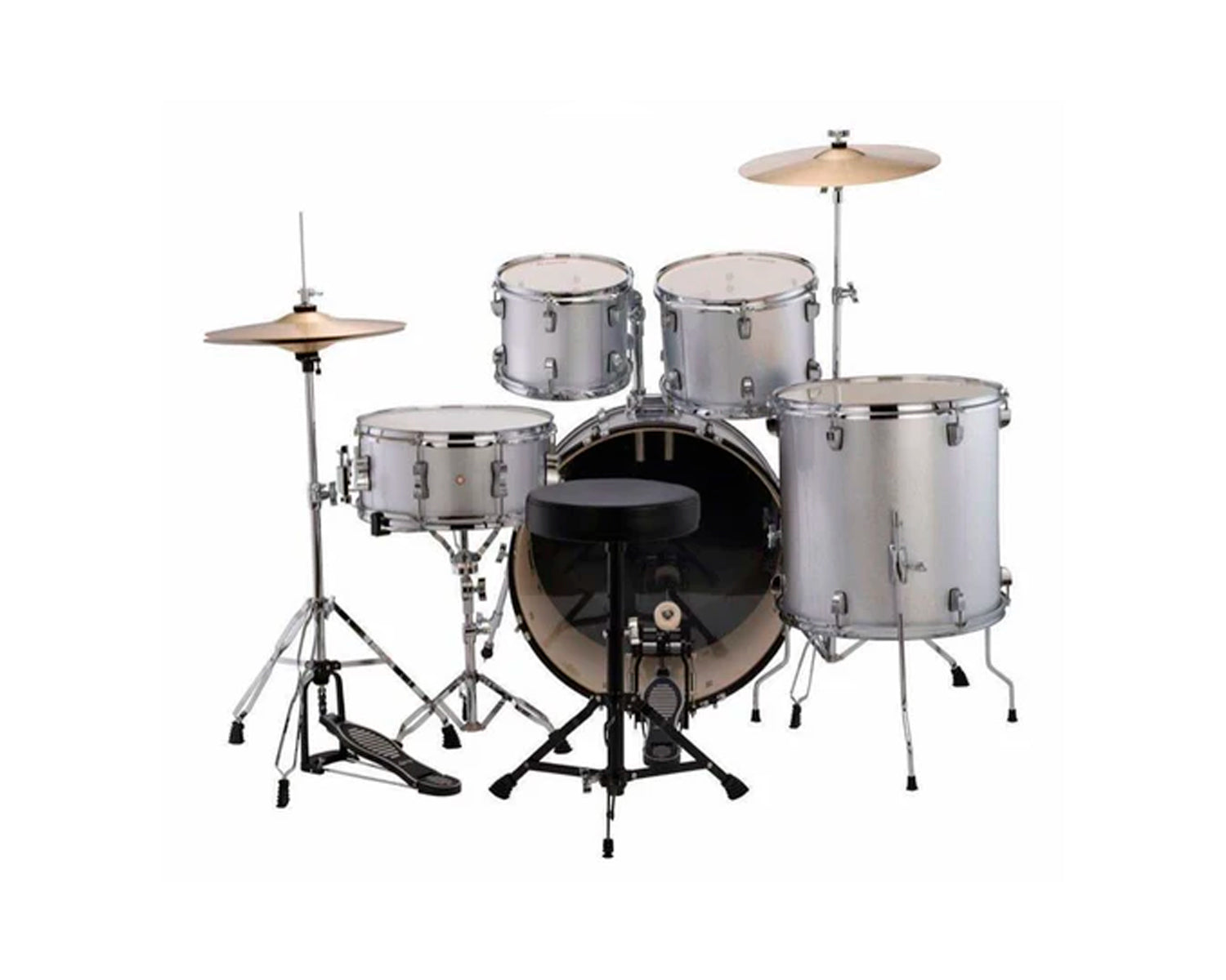 Batería Acústica Ludwig Accent Drive Plata Sparkle 5 Piezas 22" con Accesorios