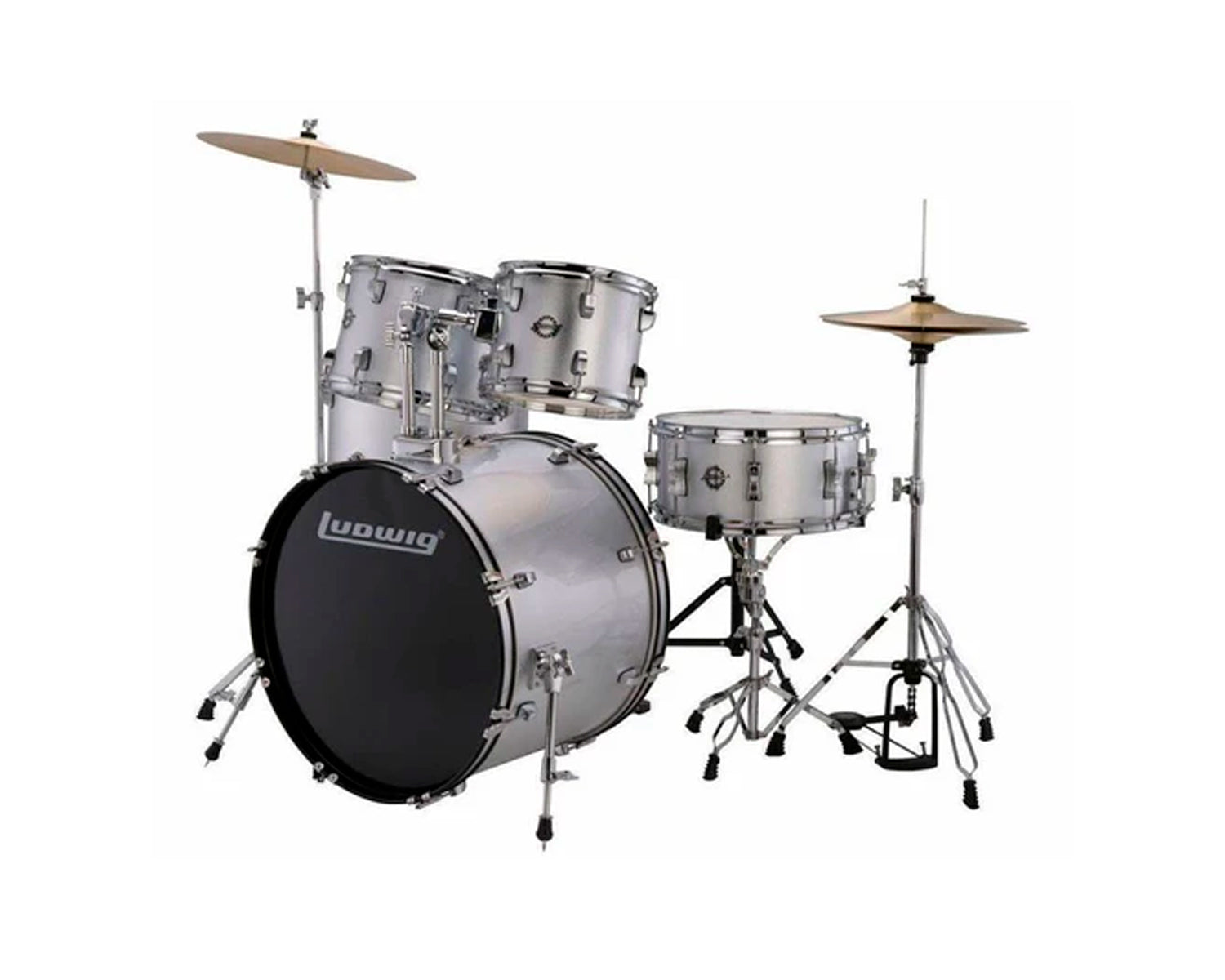 Batería Acústica Ludwig Accent Drive Plata Sparkle 5 Piezas 22" con Accesorios