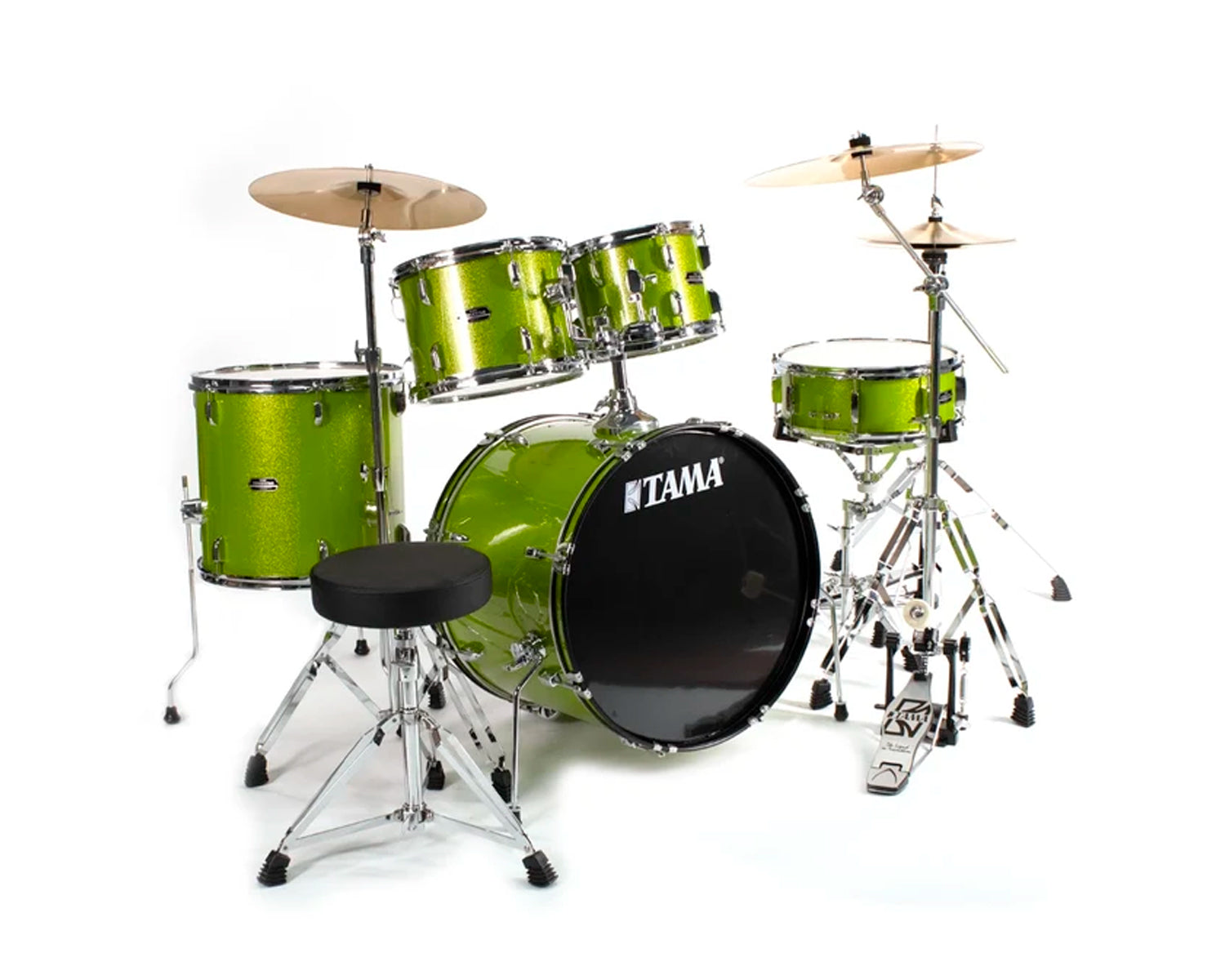 Batería Tama Stagestar de 5 Piezas - Verde Brillante con Atriles, Asiento y Platillos