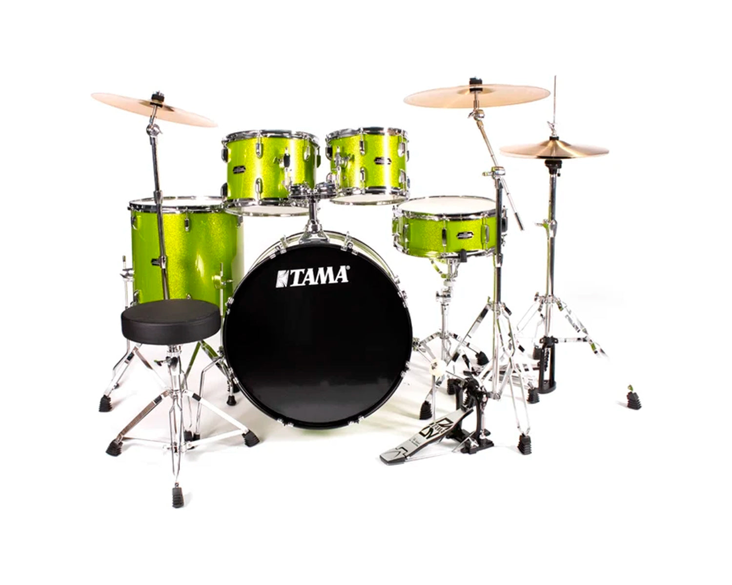 Batería Tama Stagestar de 5 Piezas - Verde Brillante con Atriles, Asiento y Platillos