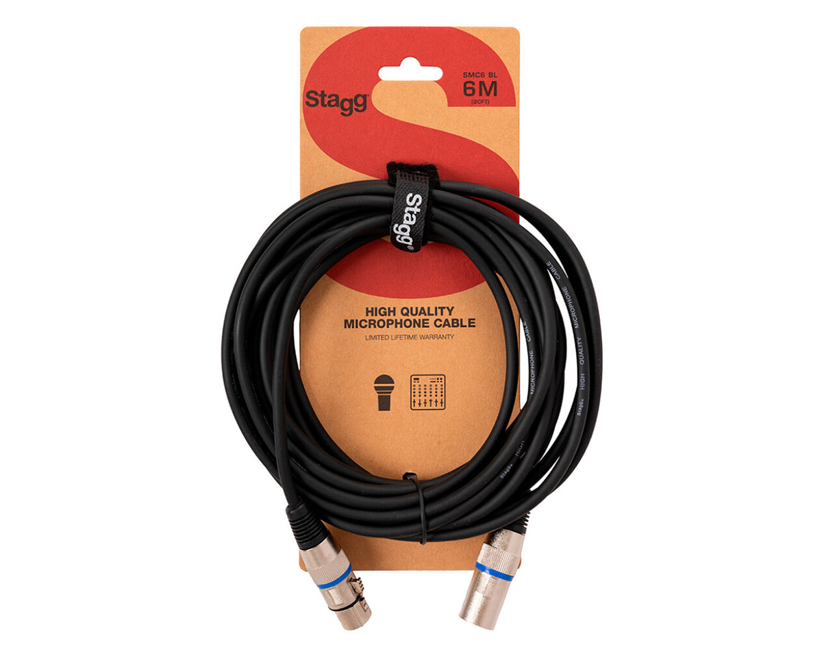 Cable de micrófono Stagg, XLR/XLR (m/f), 6M anillo azul SMC6 BL
